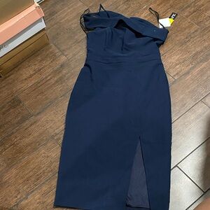 Chic One Shoulder Navy Dress